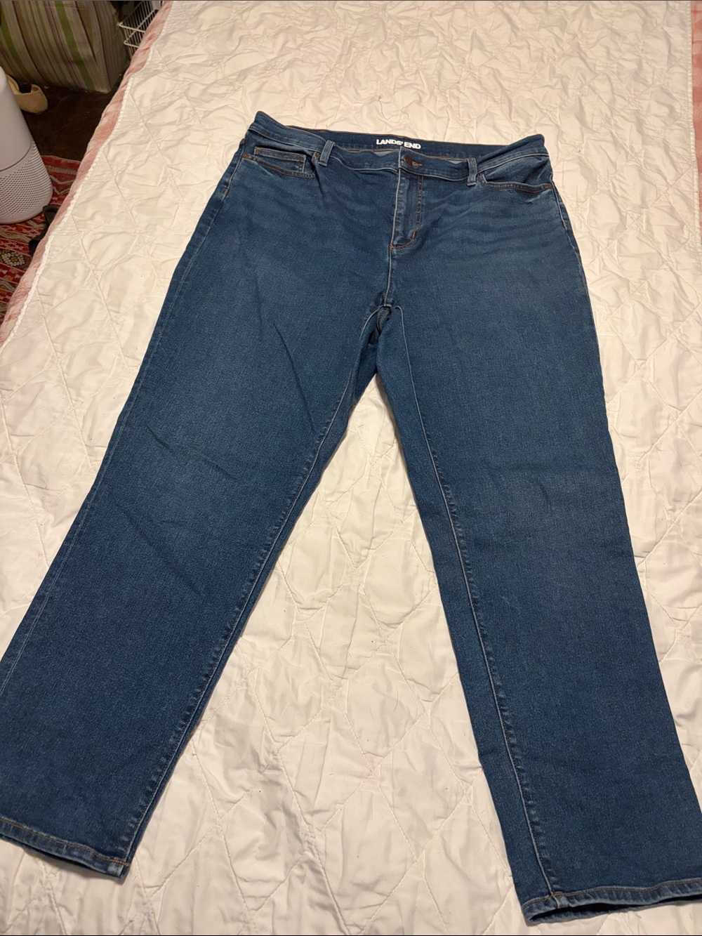 Lands' End Women's Straight Leg Jeans in Deep Indigo